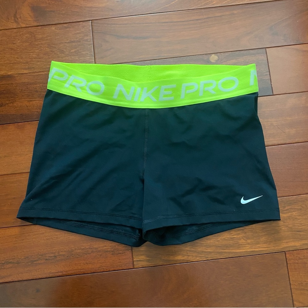 Nike Short Tights Pro, Size L, neon yellow and black